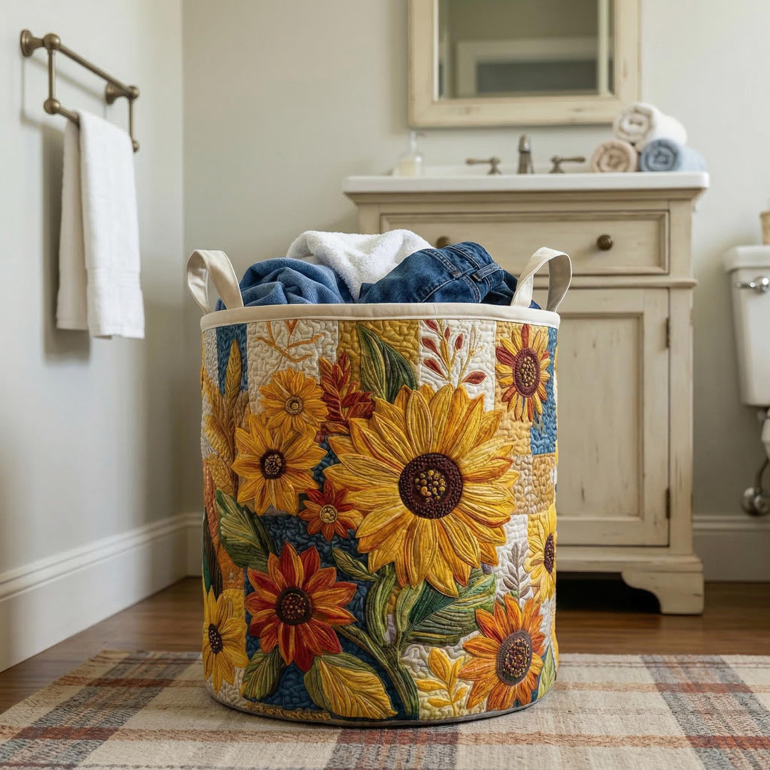 Sueño de Girasol | Cesta de Ropa Acolchada